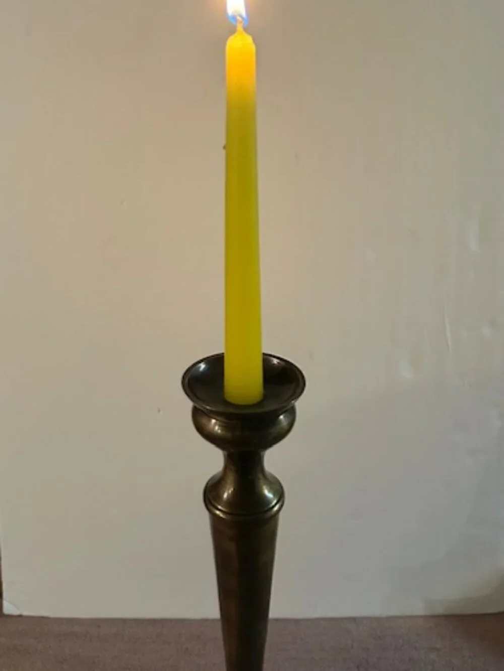 Vintage Brass Candlestick Candle Holder on Square Base, 14-3/4